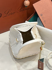 Kitlife Loro Piana Bale Micro Braided Wicker & White Leather Shoulder Bag 16x13x13cm - 6