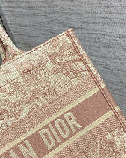 Kitlife Dior Book Tote Pink Toile de Jouy Stripes Embroidery 36.5x28x14cm - 4