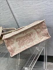 Kitlife Dior Book Tote Pink Toile de Jouy Stripes Embroidery 36.5x28x14cm - 3
