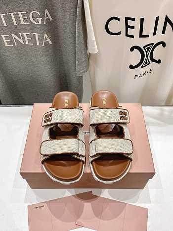 Kitlife Miu Miu Canvas Slides Beige & Brown
