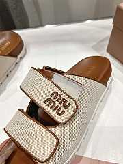 Kitlife Miu Miu Canvas Slides Beige & Brown - 2