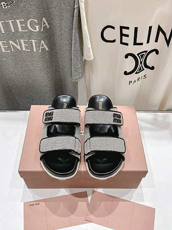 Kitlife Miu Miu Canvas Slides Grey & Black