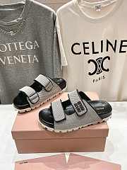 Kitlife Miu Miu Canvas Slides Grey & Black - 4