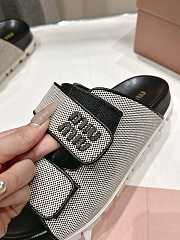Kitlife Miu Miu Canvas Slides Grey & Black - 3