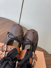 Kitlife Miu Miu Dark Brown Nappa And Calf Leather Ballerinas - 4