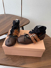 Kitlife Miu Miu Dark Brown Nappa And Calf Leather Ballerinas - 3