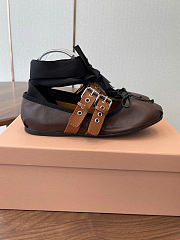 Kitlife Miu Miu Dark Brown Nappa And Calf Leather Ballerinas - 2