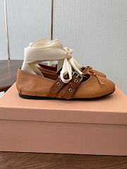 Kitlife Miu Miu Brown Nappa And Calf Leather Ballerinas - 6