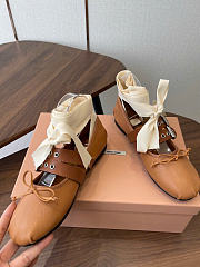 Kitlife Miu Miu Brown Nappa And Calf Leather Ballerinas - 4
