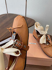 Kitlife Miu Miu Brown Nappa And Calf Leather Ballerinas - 5