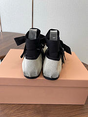 Kitlife Miu Miu Canvas And Black Leather Ballerinas - 6