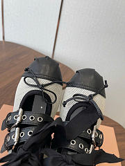 Kitlife Miu Miu Canvas And Black Leather Ballerinas - 5