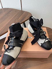 Kitlife Miu Miu Canvas And Black Leather Ballerinas - 3