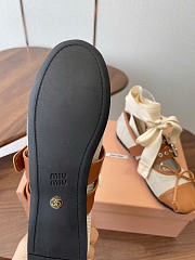 Kitlife Miu Miu Canvas And Brown Leather Ballerinas - 6