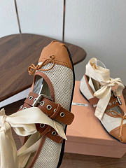 Kitlife Miu Miu Canvas And Brown Leather Ballerinas - 3
