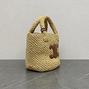 Kitlife Celine Small Panier In Raffia And Calfskin Tan 116388 23x22x23cm - 2