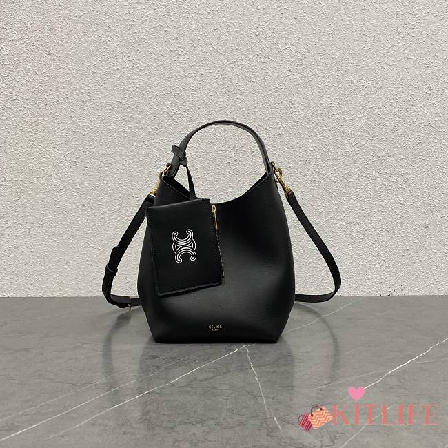 Kitlife Celine Small Hobo Bag In Black Supple Smooth Calfskin 10133 18x31x6cm  - 1