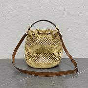 Kitlife Celine Teen Clara Bag In Raffia And Brown Calfskin 117862 23x25x20cm - 3