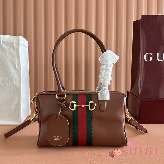Kitlife Gucci Borsetto Medium Boston Bag Brown Leather 866732 28x15x10cm  - 1