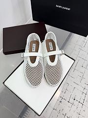 Kitlife Alaia 25SS Flat White Patent Leather Mesh Ballet Shoes - 1