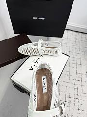 Kitlife Alaia 25SS Flat White Patent Leather Mesh Ballet Shoes - 5