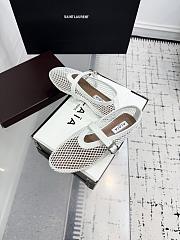Kitlife Alaia 25SS Flat White Patent Leather Mesh Ballet Shoes - 4