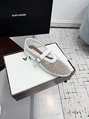 Kitlife Alaia 25SS Flat White Patent Leather Mesh Ballet Shoes - 3