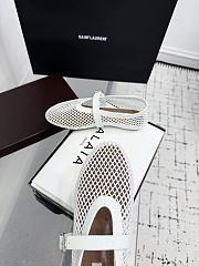 Kitlife Alaia 25SS Flat White Patent Leather Mesh Ballet Shoes - 2