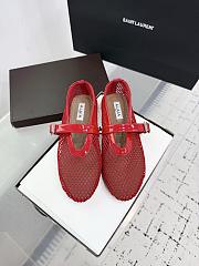 Kitlife Alaia 25SS Flat Red Patent Leather Mesh Ballet Shoes - 1