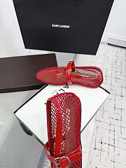 Kitlife Alaia 25SS Flat Red Patent Leather Mesh Ballet Shoes - 6