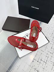 Kitlife Alaia 25SS Flat Red Patent Leather Mesh Ballet Shoes - 5