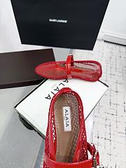 Kitlife Alaia 25SS Flat Red Patent Leather Mesh Ballet Shoes - 4