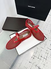 Kitlife Alaia 25SS Flat Red Patent Leather Mesh Ballet Shoes - 3