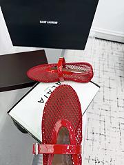 Kitlife Alaia 25SS Flat Red Patent Leather Mesh Ballet Shoes - 2