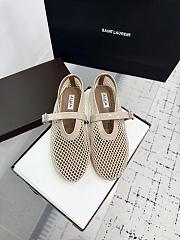 Kitlife Alaia 25SS Flat Beige Patent Leather Mesh Ballet Shoes - 1