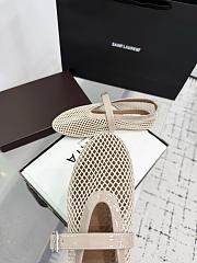 Kitlife Alaia 25SS Flat Beige Patent Leather Mesh Ballet Shoes - 6