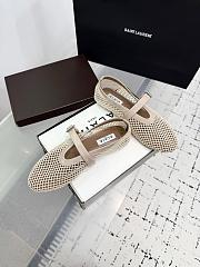 Kitlife Alaia 25SS Flat Beige Patent Leather Mesh Ballet Shoes - 5