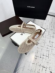 Kitlife Alaia 25SS Flat Beige Patent Leather Mesh Ballet Shoes - 4