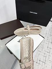Kitlife Alaia 25SS Flat Beige Patent Leather Mesh Ballet Shoes - 2