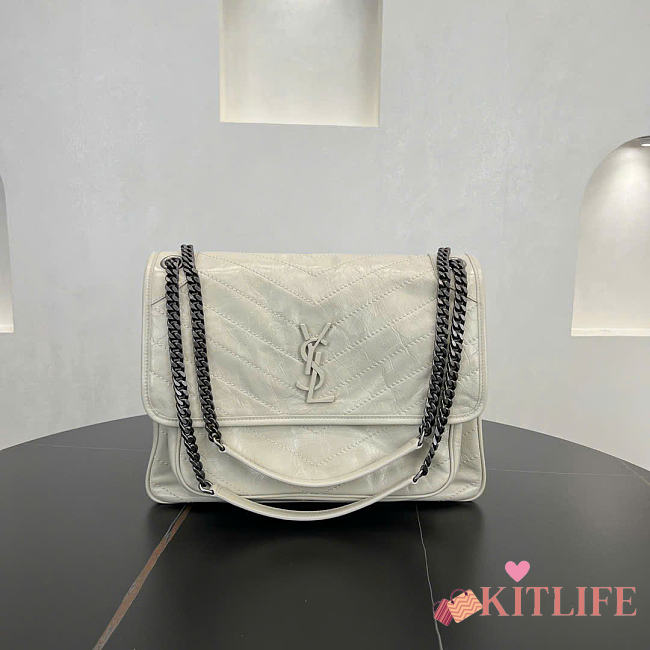 Kitlife Saint Laurent Large Niki Calfskin White Leather Bag 498883 32x24x10cm  - 1