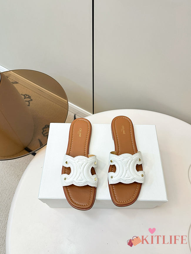 Kitlife Celine Marina Arc de Triomphe Mules White & Brown - 1