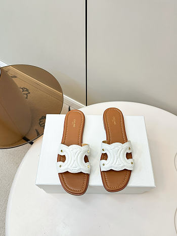 Kitlife Celine Marina Arc de Triomphe Mules White & Brown