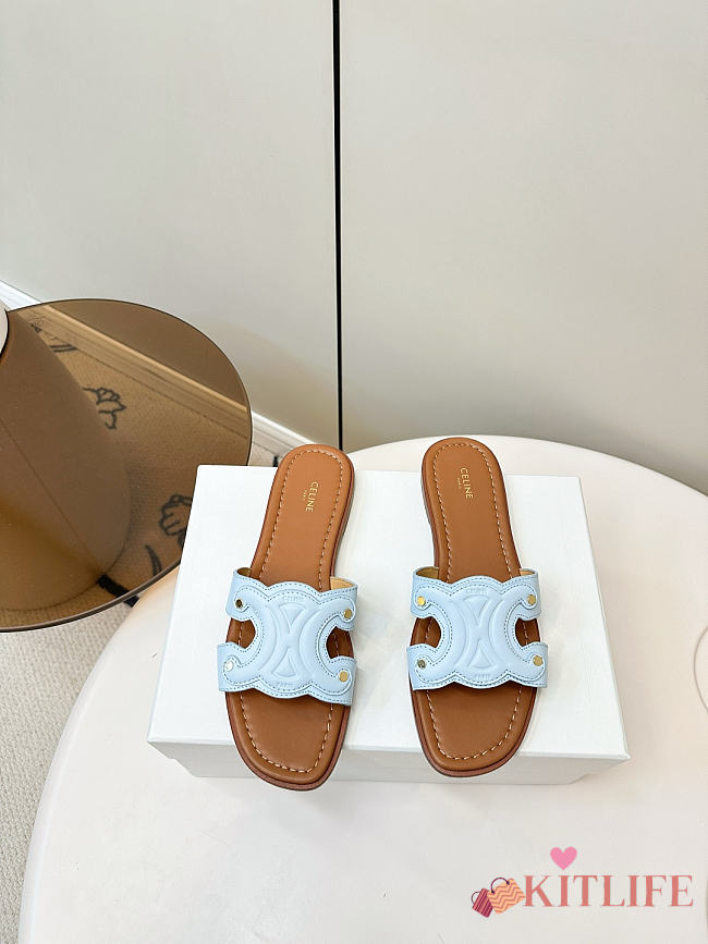 Kitlife Celine Marina Arc de Triomphe Mules Blue & Brown  - 1