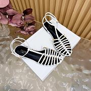 Kitlife Celine Cage Flat Sandal In White Goatskin - 5