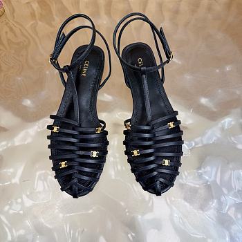 Kitlife Celine Cage Flat Sandal In Black Goatskin 