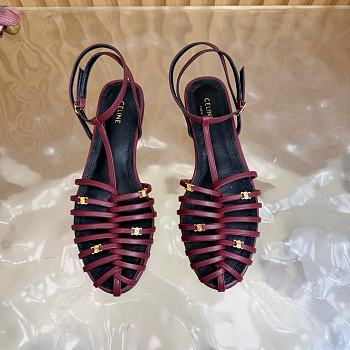 Kitlife Celine Cage Flat Sandal In Burgundy Goatskin 