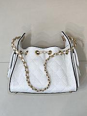 Kitlife Chanel 25C Drawstring Bucket Hobo Bag White Raffia Calfskin Quilted AS5631 20x22x12.5cm - 2