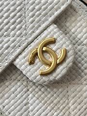 Kitlife Chanel 25C Drawstring Bucket Hobo Bag White Raffia Calfskin Quilted AS5293 30×26×14cm  - 6
