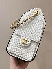 Kitlife Chanel 25C Drawstring Bucket Hobo Bag White Raffia Calfskin Quilted AS5293 30×26×14cm  - 5