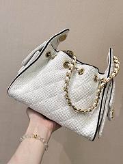 Kitlife Chanel 25C Drawstring Bucket Hobo Bag White Raffia Calfskin Quilted AS5293 30×26×14cm  - 4